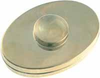 Tinder Box
with burning glass lens,
3'' wide by 4-1/2'', polished nickel silver